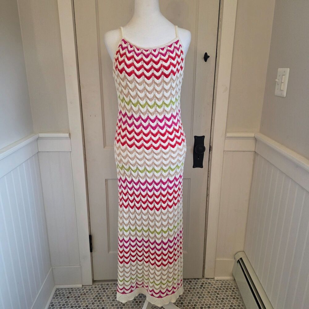 NWT Rachel Zoe Crochet Maxi Dress. Medium. Cottage Normal Twee Cable Knit Boho